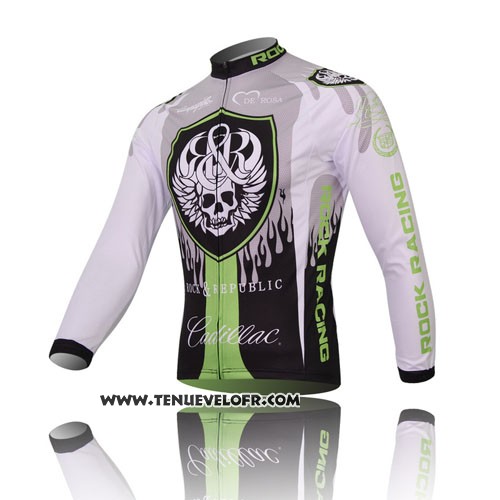 2013 Maillot Ciclismo Rock Racing Noir et Vert Manches Longues et Cuissard